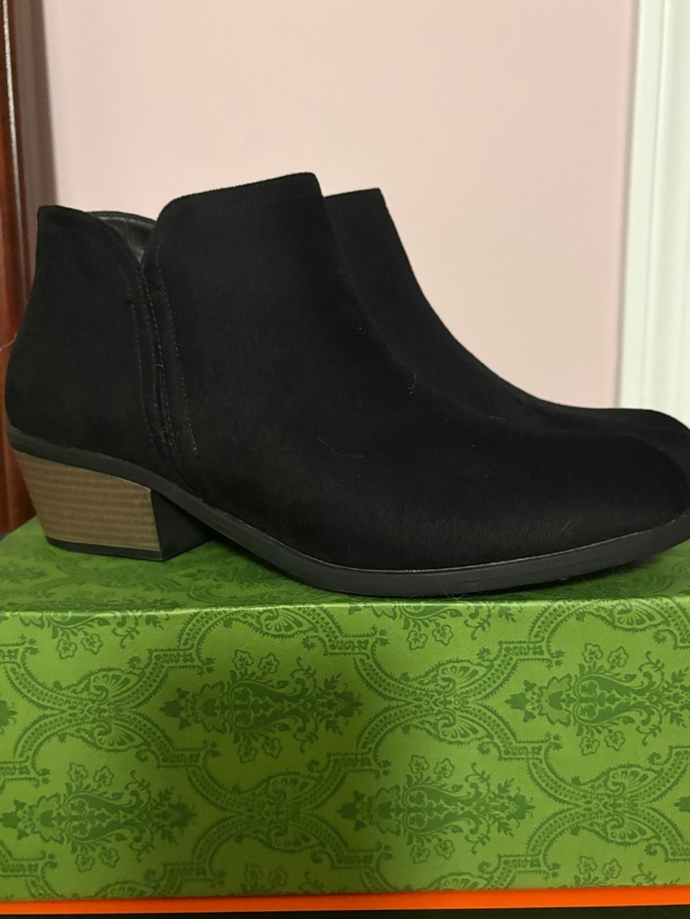 Women’s Black Suede Ankle Booties - Classic Low Heel